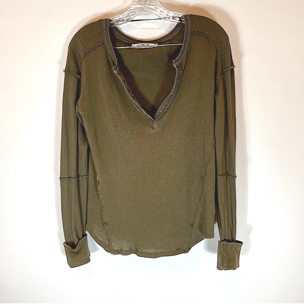 Free People Vintage V-Neck Tee in Olive from their Free The People Collection
